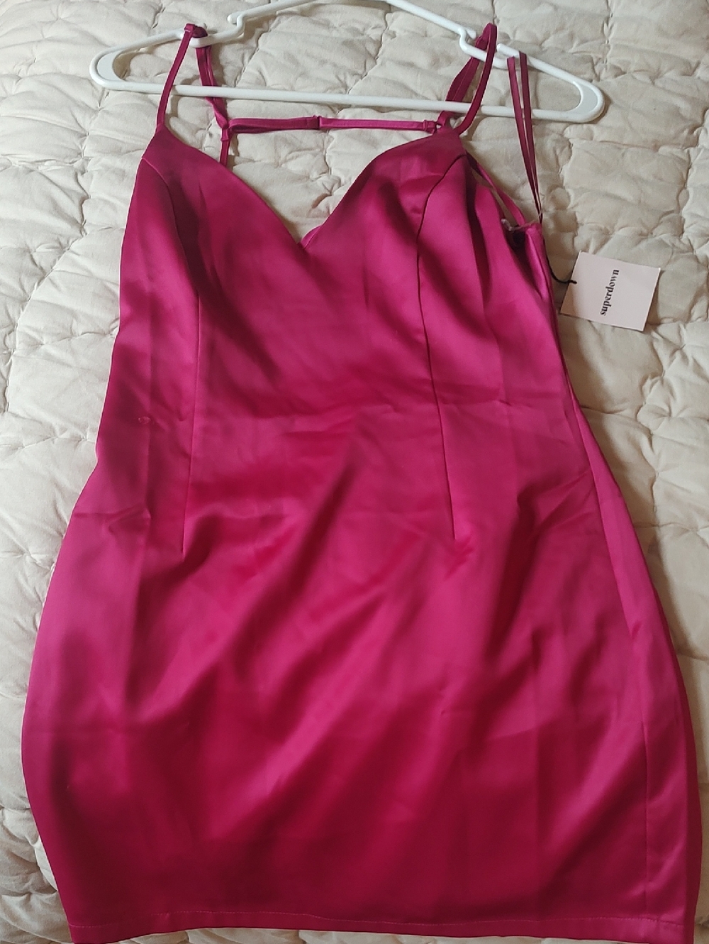 superdown Fuchsia Satin Slip Dress